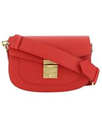 MCM - Logo Concave Embossed Shoulder Bag - Lyst