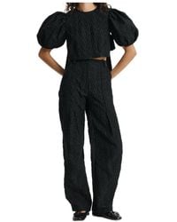Cecilie Bahnsen - Floral-Jacquard Puff-Sleeve Top - Lyst