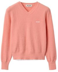 Miu Miu - V-Neck Wool Cardigan - Lyst