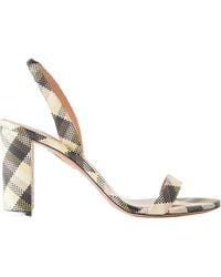 Aquazzura - So Nude 85 Checked Raffia Slingback Sandals - Lyst