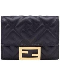 Fendi - Micro Logo Embossed Trifold Wallet - Lyst