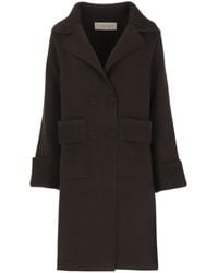 D.exterior - Ribbed Trim Double-Breasted Coat - Lyst
