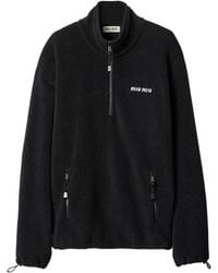 Miu Miu - Long-Sleeved Fleece Sweatshirt - Lyst