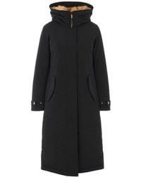Woolrich - Hooded Faux Fur Trim Parka Coat - Lyst