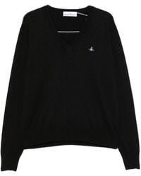 Vivienne Westwood - Mark Orb-Embroidered V-Neck Sweater - Lyst