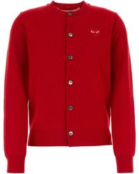 COMME DES GARÇONS PLAY - Comme Des Garçons Play Logo Patch Button-Up Cardigan - Lyst