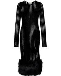 Blumarine - Knit Faux Fur-Trimmed Midi Dress - Lyst