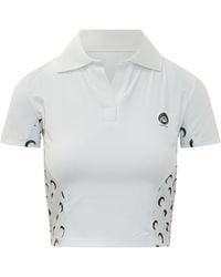 Marine Serre - Short Sleeve Printed Polo Shirt - Lyst