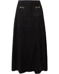 RIXO London - Edwina Embellished Paneled Suede Midi Skirt - Lyst