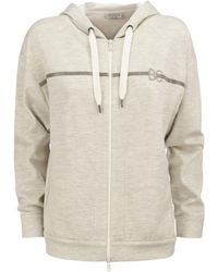 Brunello Cucinelli - Drawstring Zipped Hoodie - Lyst