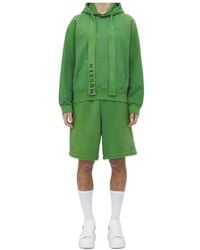 McQueen - Logo Embroidered Drawstring Hoodie - Lyst