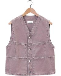 Lemaire - Button-Fastened V-Neck Denim Vest - Lyst