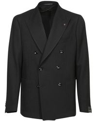 Tagliatore - Logo Plaque Double-Breasted Blazer - Lyst
