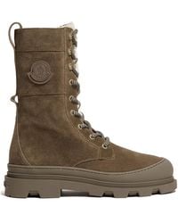 Moncler - Vera High Suede Shearling Lace-Up Boots - Lyst