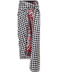 Lanvin - Asymmetric Belted Printed Silk Midi Skirt - Lyst