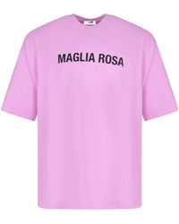 MSGM - Maglia Rosa Crewneck Oversize T-Shirt - Lyst