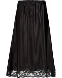 Rabanne - Lace-Trim Satin Midi Skirt - Lyst