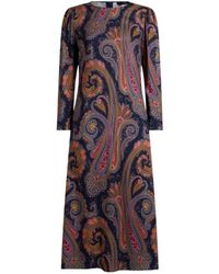 Etro - Crepe Midi Dress With Paisley Motif - Lyst