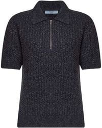 Prada - Short-Sleeved Wool And Mouliné Cashmere Polo Sweater - Lyst