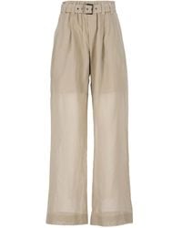 Brunello Cucinelli - Belted Wide-Leg Trousers - Lyst