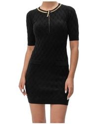 Elisabetta Franchi - Diamond Pattern Knitted Mini Dress - Lyst