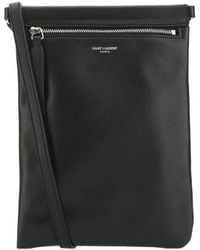 Saint Laurent - Logo Flat Crossbody Bag - Lyst