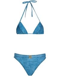 Balmain - Denim Two-Piece Swimsuit - Lyst