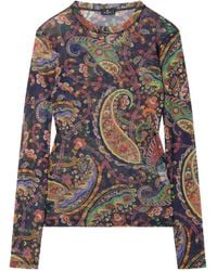 Etro - Paisley-Print Mesh Top - Lyst