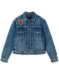 AllSaints - Exile Slim Fit Denim Patch Jacket - Lyst