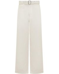 Jil Sander - Belted-Waist Wide-Leg Pants - Lyst