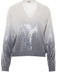 Liu Jo - Sequin V-Neck Knitted Sweater - Lyst