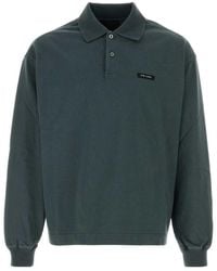 Prada - Long-Sleeve Jersey Polo Shirt - Lyst