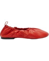 Jil Sander - Gathered Round Toe Slip-On Ballerina Shoes - Lyst
