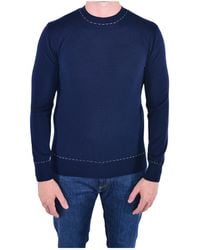 Eleventy - Topstitch-Detailed Crewneck Knitted Jumper - Lyst