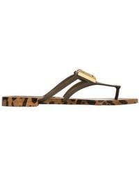 Dolce & Gabbana - Leopard-Print Logo Flip-Flops - Lyst