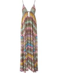 Missoni - V-Neck Zigzag Pattern Maxi Dress - Lyst