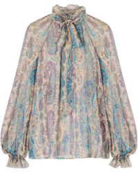 Etro - Bow-Tie Ruffled Paisley Print Shirt - Lyst