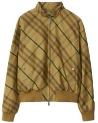 Burberry - Check Printed Zipped Bomber Jacket - Lyst
