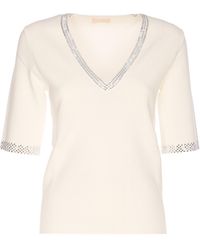 Liu Jo - Embellished V-Neck Jumper - Lyst