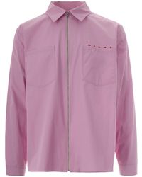 Marni - Logo Printed Long-Sleeved Zipped Shirt - Lyst