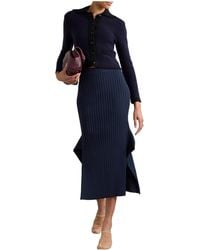 Stella McCartney - Ribbed Flared Slit Midi Skirt - Lyst
