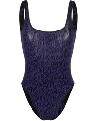 Versace - Logo-Printed One-Piece Reversible Swimsuit - Lyst