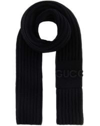 Gucci - Logo Detailed Cable Knit Scarf - Lyst