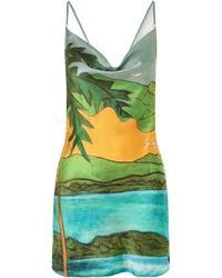 Donde Esteban - Magdalena Draped Printed Silk-Blend Satin Mini Dress - Lyst
