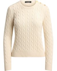 Ralph Lauren - Button-Trim Cable Knit Jumper - Lyst