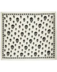 McQueen - Skull Printed Fringed Edge Scarf - Lyst