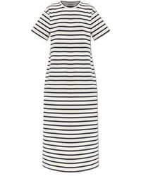 Jil Sander - Short Sleeve Stripe Pattern Dress - Lyst