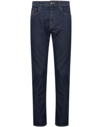 Canali - Logo Patch Straight-Leg Jeans - Lyst