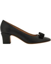 Ferragamo - Vara Bow Block Heel Pump - Lyst