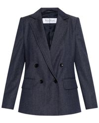 Max Mara - Slim-Fit Denim-Effect Wool Blazer - Lyst